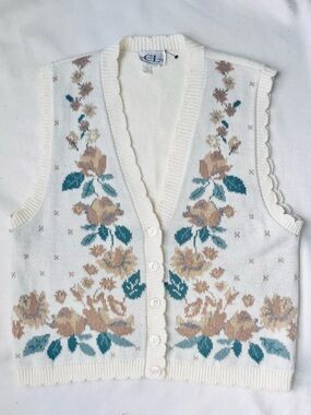 Cricket Lane vintage women’s floral button down sweater vest M
